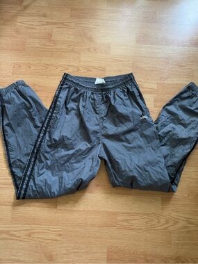 VTG 90s Adidas Nylon Track Pants Medium Gray 3 Flag Tag Windpants